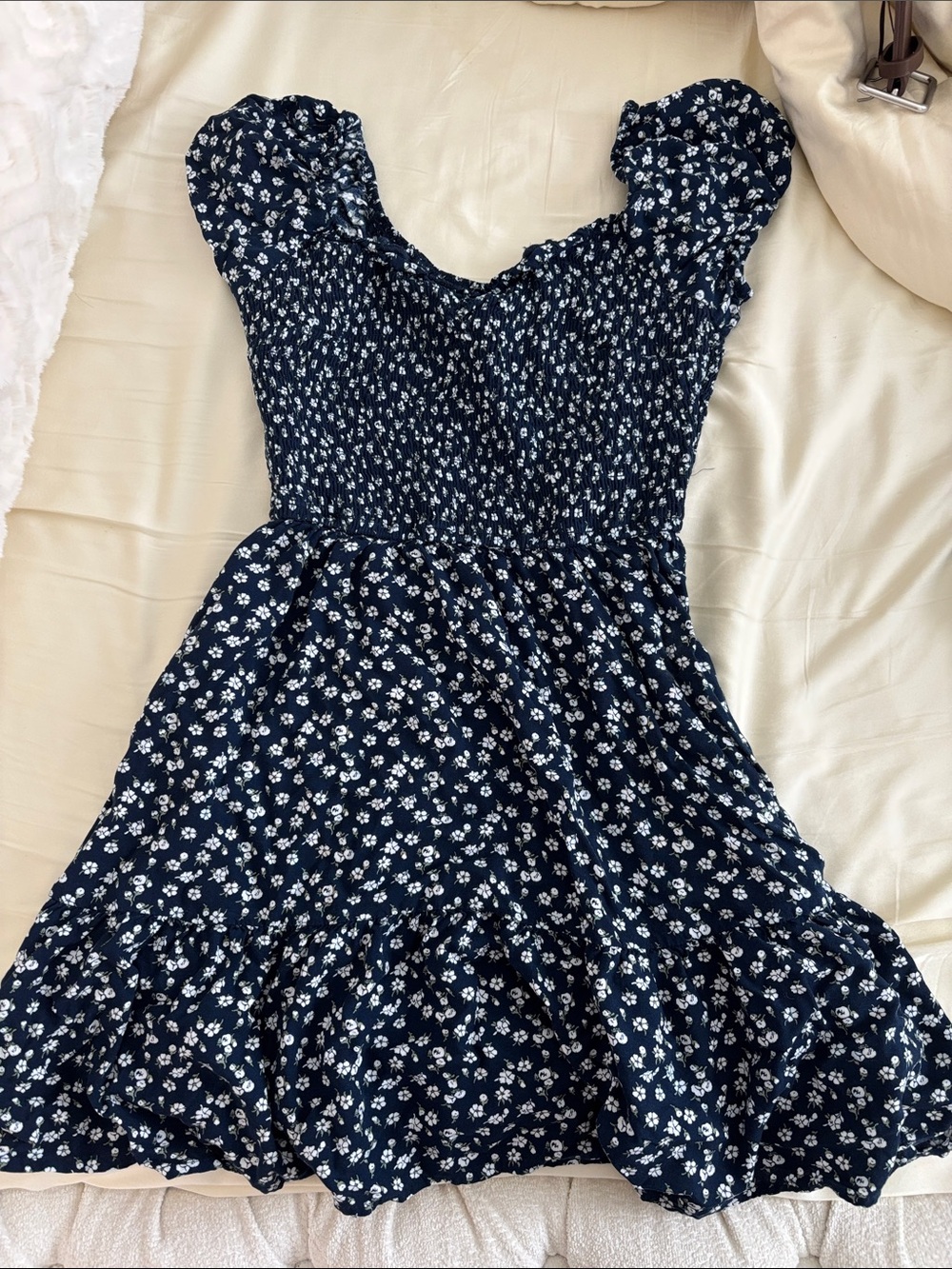 Hollister Blue Floral Smocked Dress